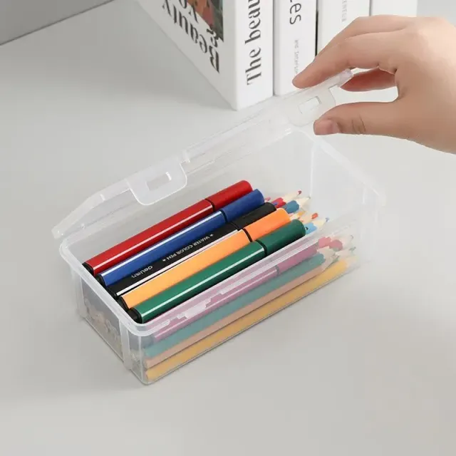 Transparent plastic pencil case - storage box for artistic needs