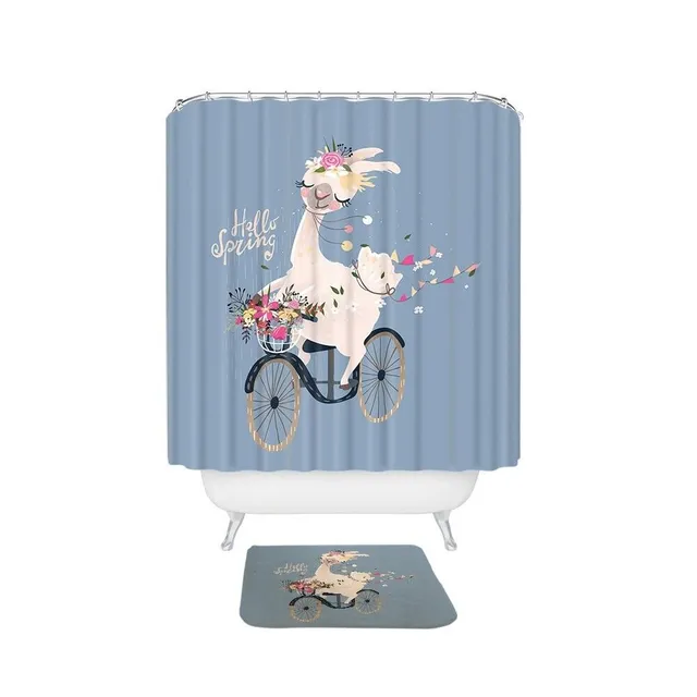 Shower curtain and preposition with llama 2 pcs