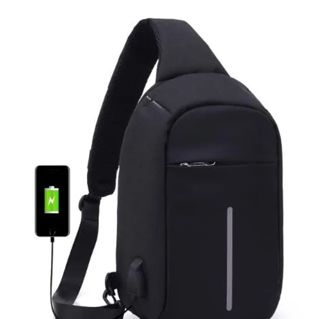 Stylish men's USB travel shoulder bag