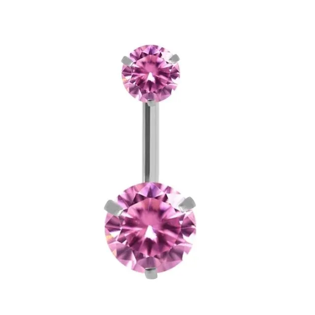 Designový piercing do pupíku v růžové barvě a visací ozdobou