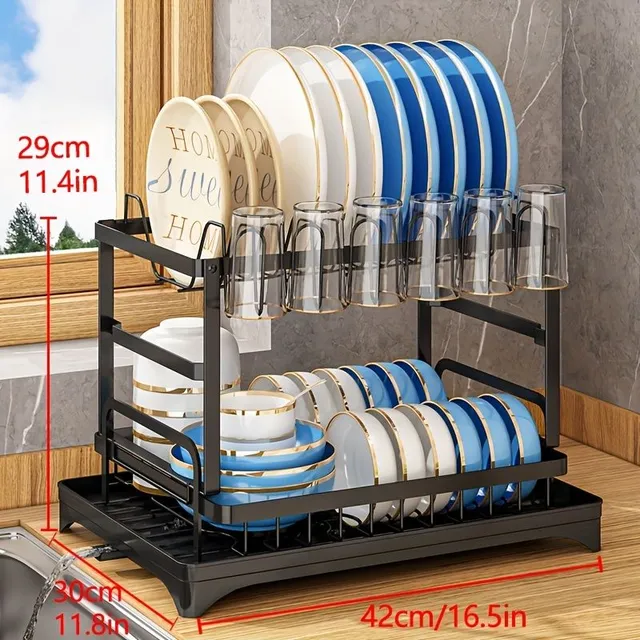 Kétszintes edény- és tányértartó állvány, Nagy kapacitású konyhai tároló állvány, Tál szervező, Edénytartó, Pohártartó, Csöpögtető deszka, Evőeszköz állvány, Konyhai tartozékok, Konyhai kiegészítők