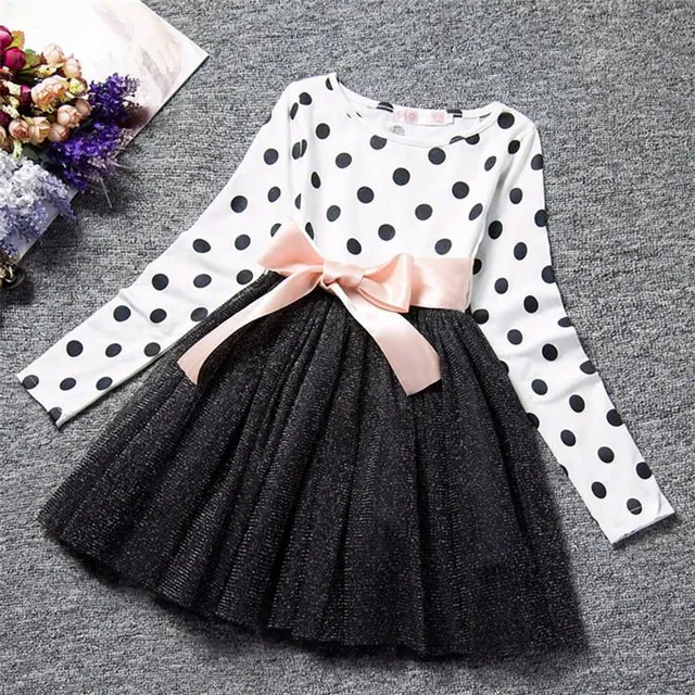 Girls spring dress with long sleeves and chiffon skirt