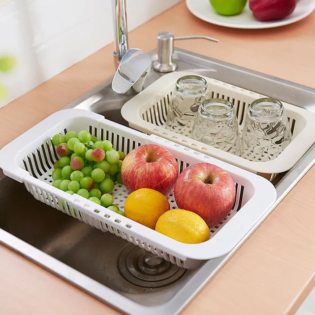 Kitchen sinking sieve into the sink