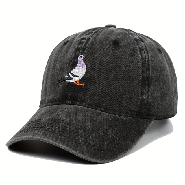 Worked pigeon retro cap - adjustable baseball cap made of denim