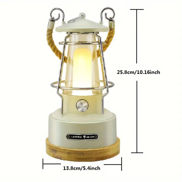 1pc Vintage rechargeable camping lantern, 370LM dimmable LED, battery flashlight, waterproof LED retro lights for camping, power outages, hurricane, home decoration