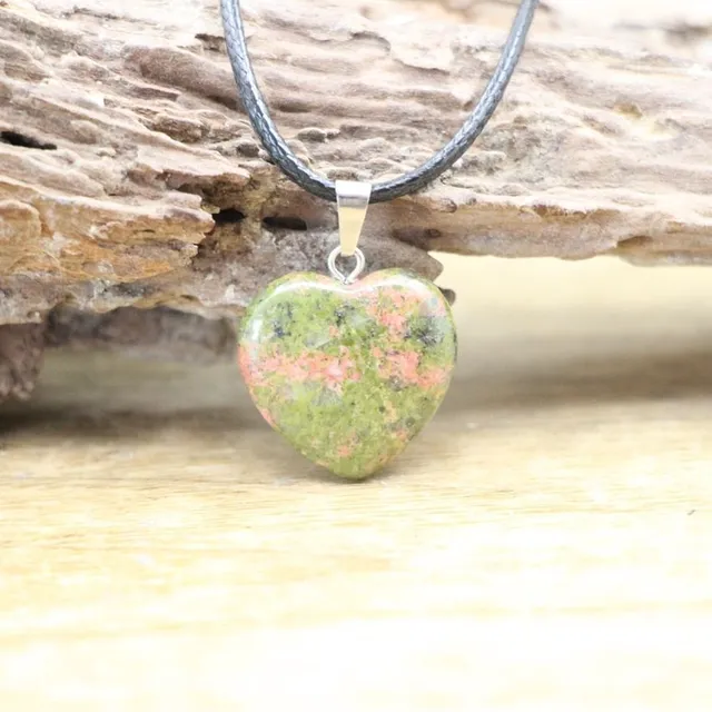 Beautiful necklace with heart-shaped pendant made of mineral with healing effects of Orcha