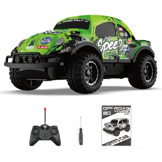 Shining remotely controlled off-road car with graffiti