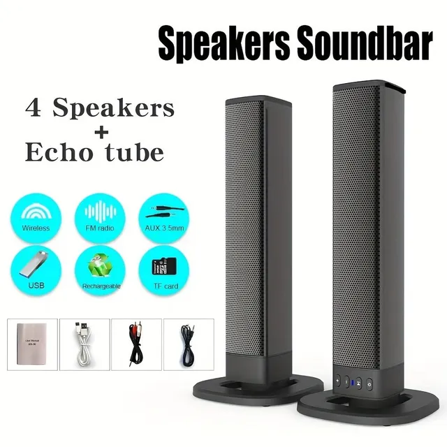 Home Cinema 3D Space Sound Wireless Detachable Speaker 20W Multifunctional Subwoofer Soundbar with Compilation Support for TV/PC