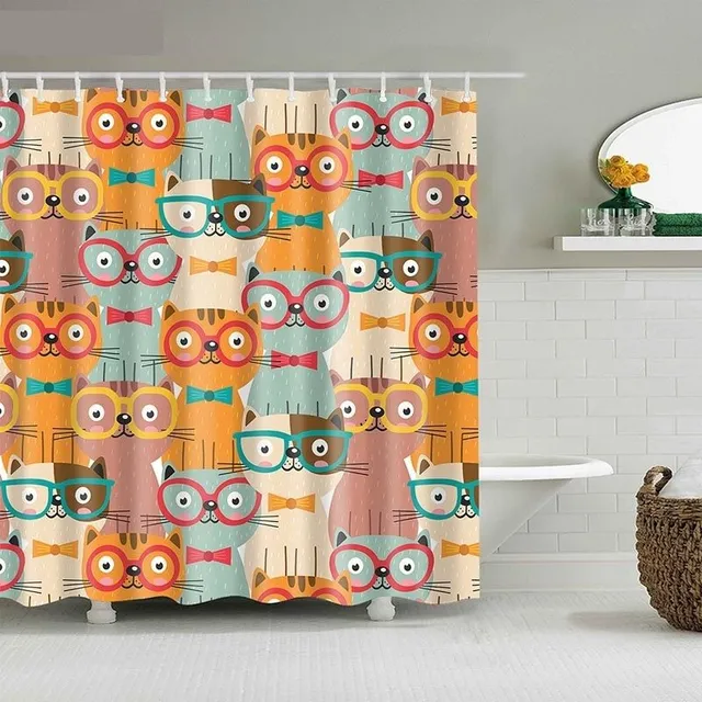 Shower curtain with cats A814