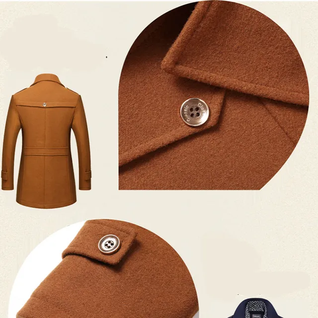 Palton de lână pentru bărbați, simplu, de iarnă