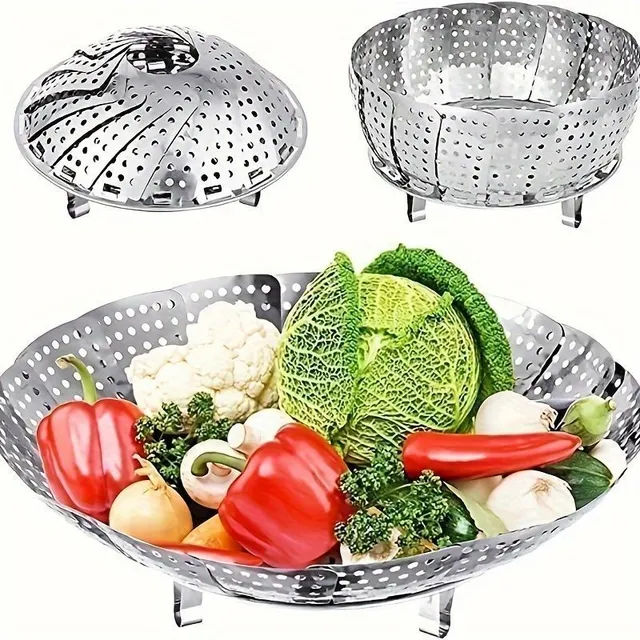 Stainless steel steam basket with composition possibility