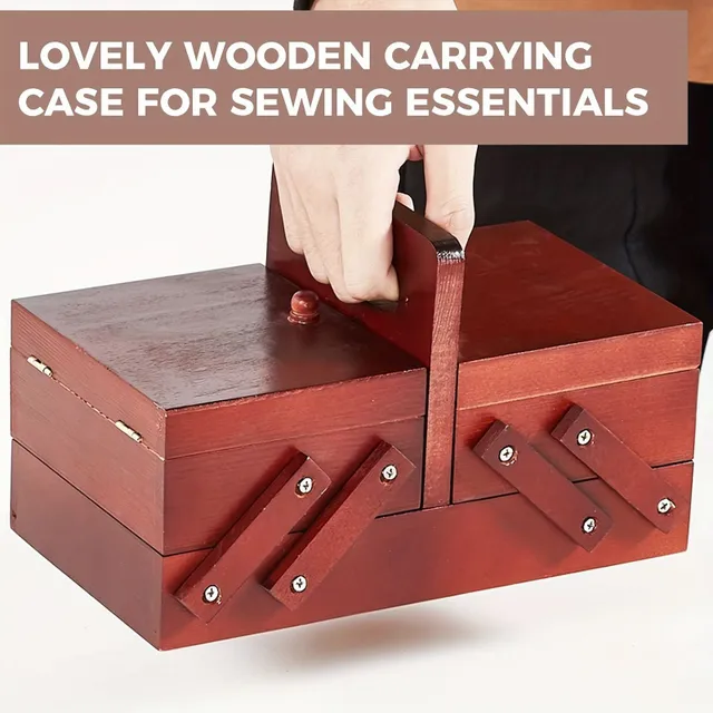 Folding wooden sewing case 1pc