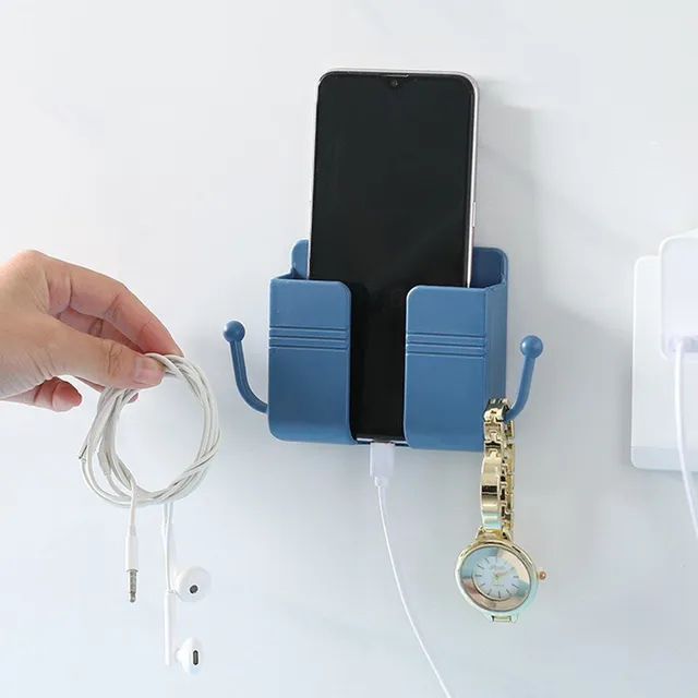 Suport de perete pentru telefon mobil cu orificiu pentru cablu și cârlige
