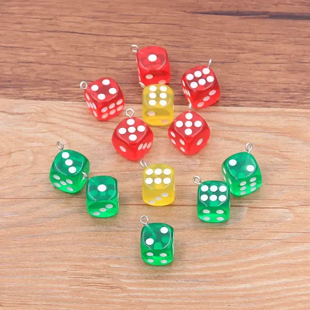 Stylish pendants in the shape of playing cubes - more colours, 10 pieces in the package