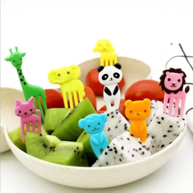 6/10pcs Cute Baby Forks with Cartoon Fruit