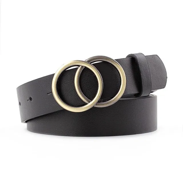 Fashionable ladies belt with round metal buckle