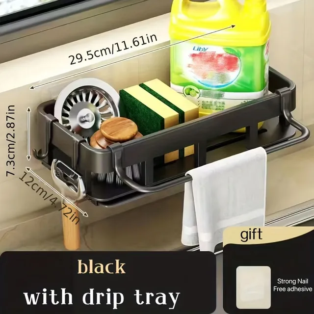 Wall multi-function kitchen utensils basket with rag holder, spices, soap and sponge