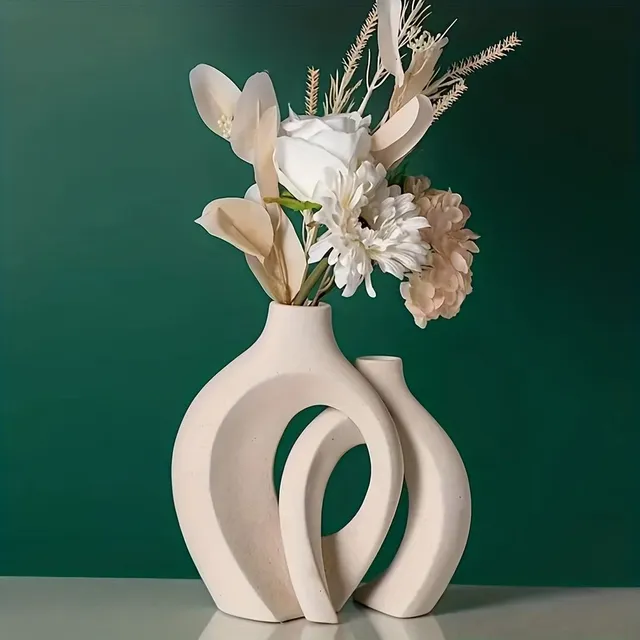 Dutá keramická váza, kulatá moderní boho, s nádechem severské jednoduchosti - Ideální pro trendy domovní dekorace