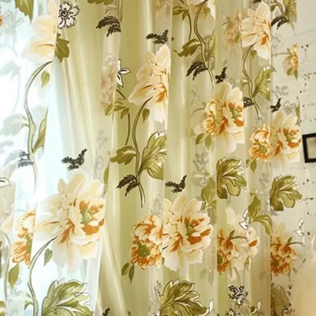 Beautiful colourful curtains with floral embroidery
