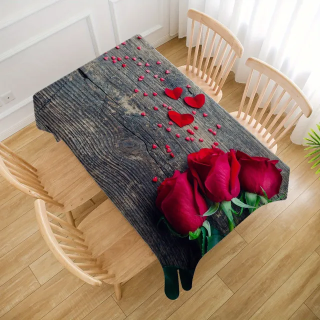 1pcs, Tablecloth, Beautiful Rectangular Dress With Printing Rose, Gift for Valentine's Day, Decorative Tablecloth Do Restaurant On Valentine's Day, Decoration At Festive Party