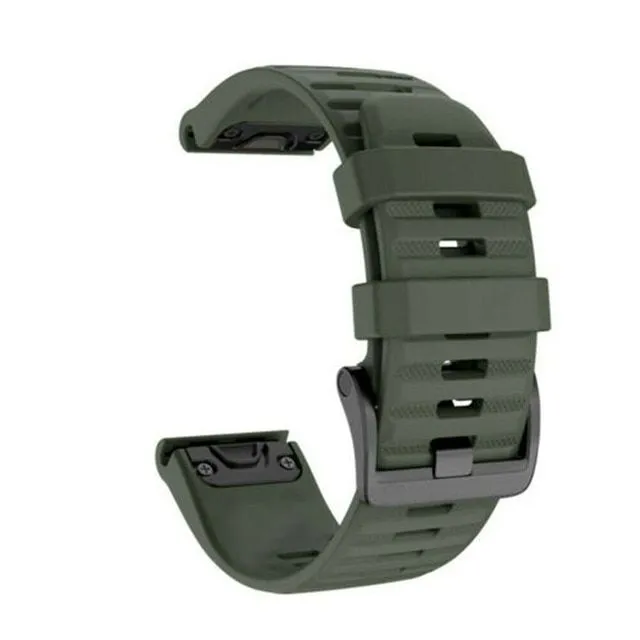 Replacement silicone band strap for Garmin QuickFit Phoenix, Tactic Bravo, Forerunner, Descent, Quantix and D2 Bravo army-green 20mm