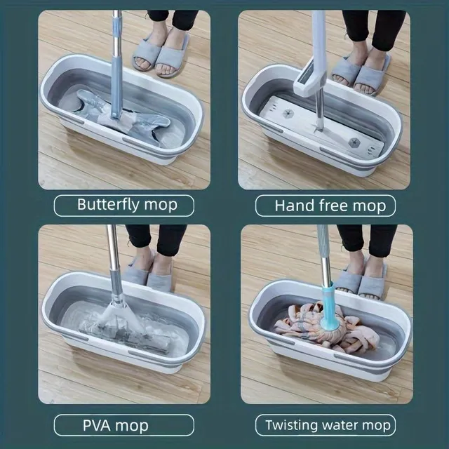 Skládací kýbl na mop 1 ks, přenosný kbelík na vodu, obdélníkový domácí kýbl na mytí mopů