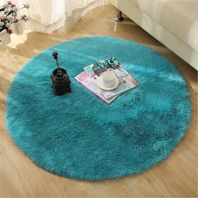 Okrúhly chlpatý koberec blue 60x60cm