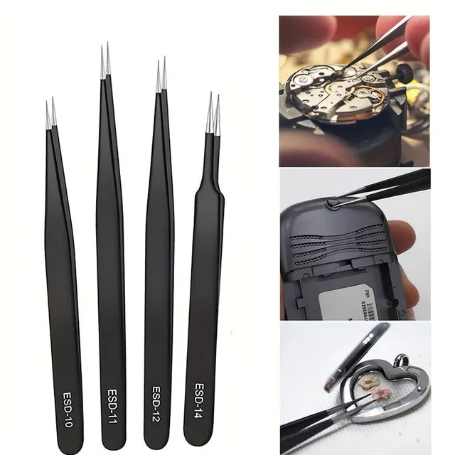 Stainless steel tweezers without magnetic effect with storage case