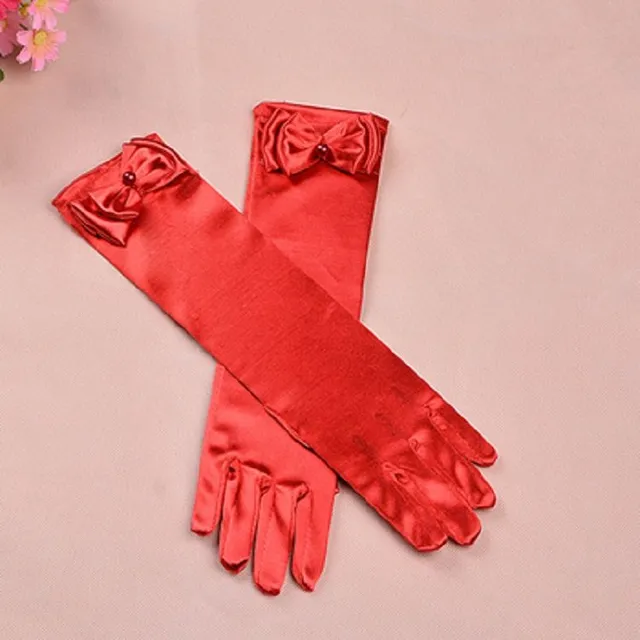 Children's satin gloves long