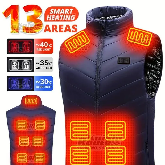 Gilet chauffant pour homme avec 13 zones (batterie non incluse) - Gilet sans manches élastique et respirant pour l'automne et l'hiver