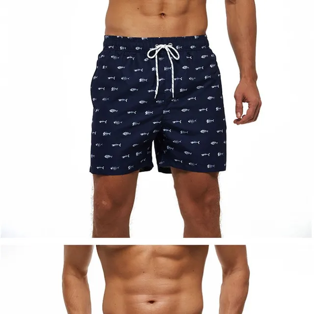 Men's quick-drying swim shorts with mesh lining and print