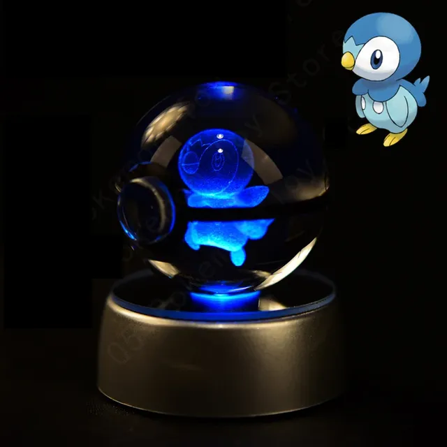 Aranyos Pokéball alakú 3D asztali lámpa Pokémon motívummal