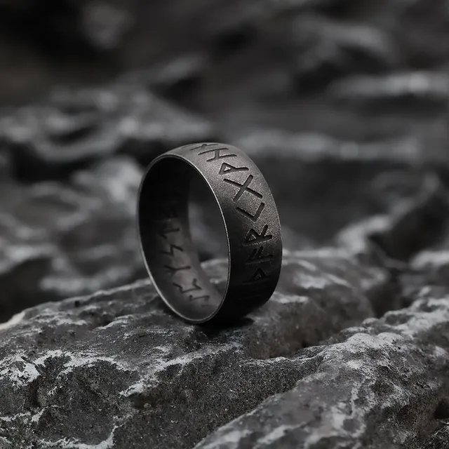 Men's luxury Nordic ring with runes Paul