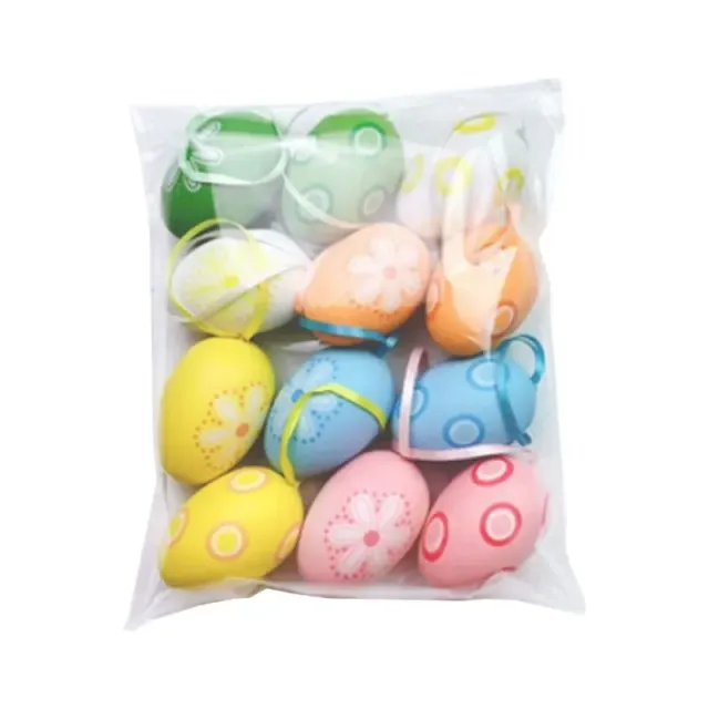 12 bucăți ouă de Paște colorate pentru decorațiuni suspendate sau creații DIY