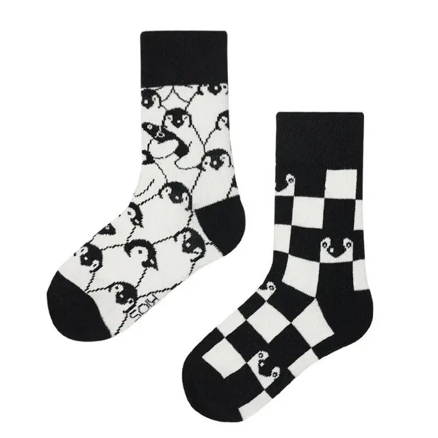 Baby color socks with cute cartoons - medium-high cotton socks