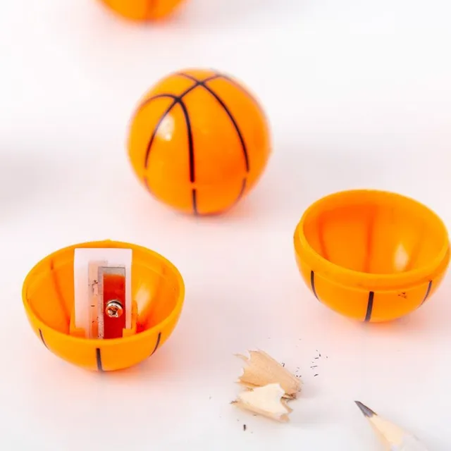 Modern pencil and crayon sharpener in the shape of a basketball