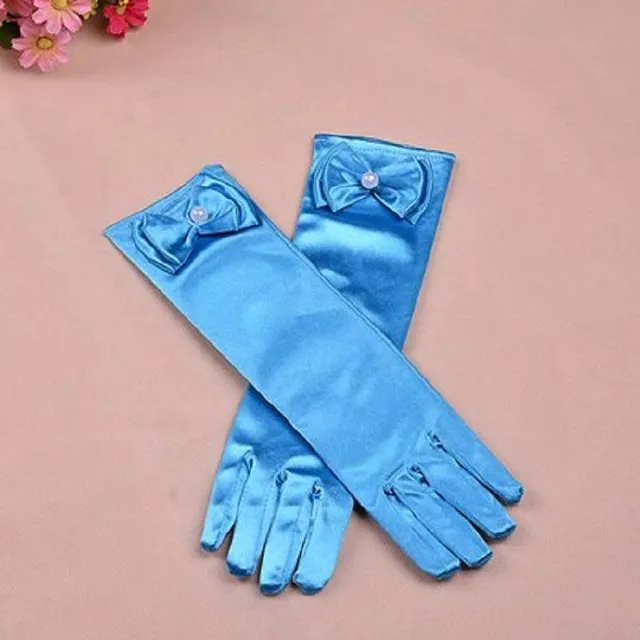 Children's satin gloves long