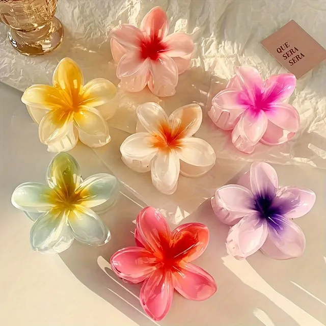 1/6pcs Épingles à cheveux élégantes avec fleurs de plumeria en couleurs pastel