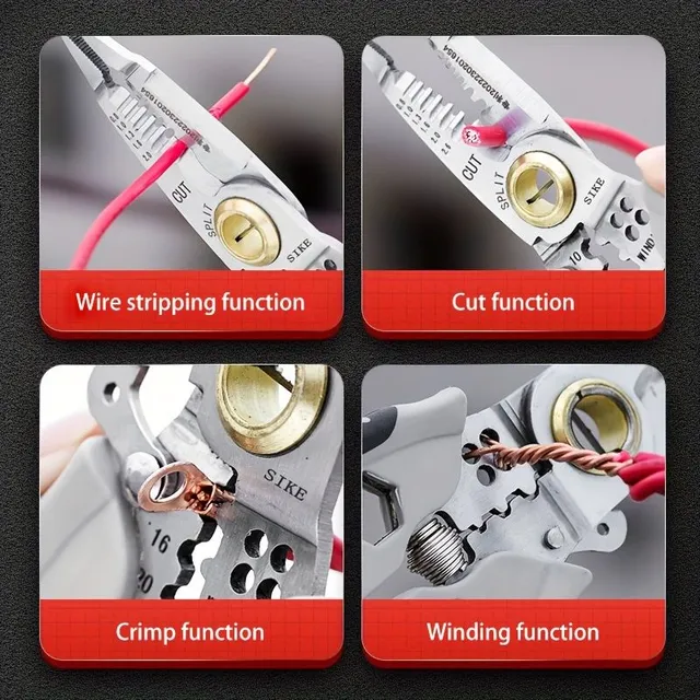 Multi-function cable cutting and stripping pliers, fast cable cutting, robust spring peeling, easy and economical, for the maintenance of mechanical vehicles and appliances, for crimping, isolation and cutting