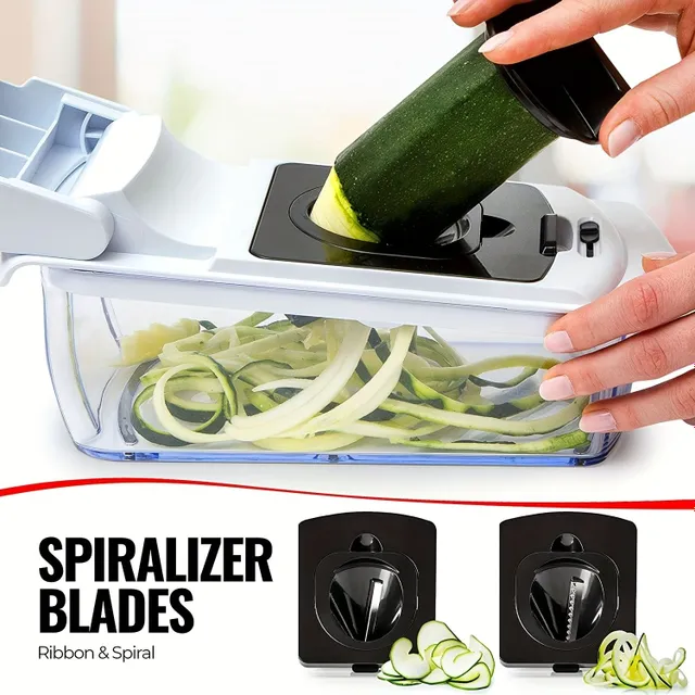 1 set, 9v1, Vegetable Sliceer, Multifunction Fruit Spiralizer, Food Spiralizer Hand, Vegetable Sliceer, Chopper with container, Onion Sliceer, Lemon Crusher, Homemade Potato Crusher, Kitchen utensils, Kitchen utensils