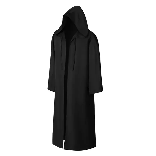 Cape noire à capuche - Cape d'Halloween pour adultes, costume de sorcier cosplay