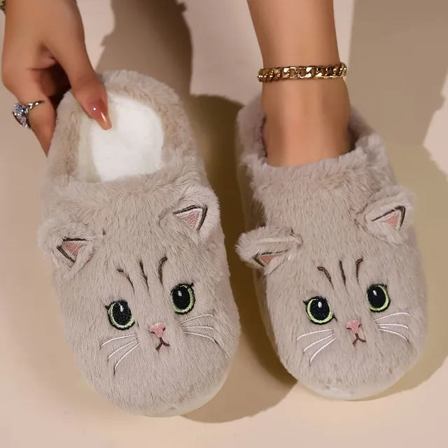 Chaussons en Peluche de Chat Adorables - Douillet Compagnon pour un Hiver Réconfortant