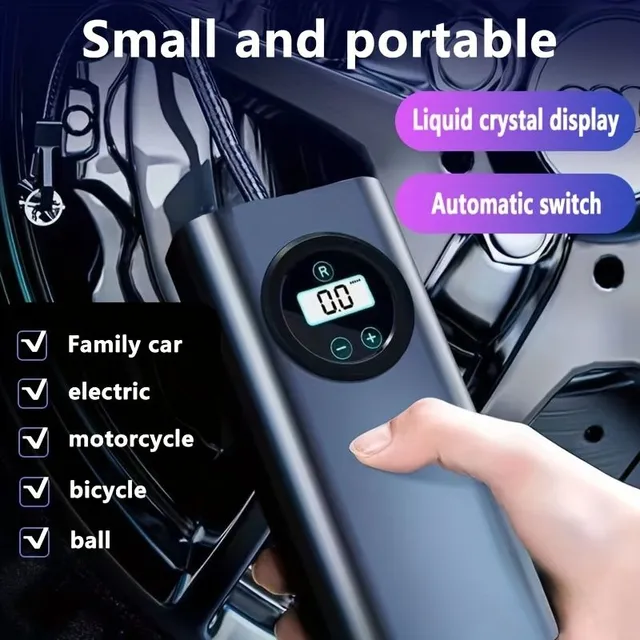 Portable air compressor with digital pressure gauge for car and motorcycle