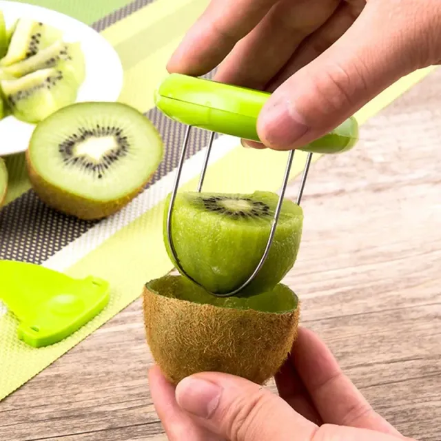 Scobitoare creativă pentru fructe cu feliator de kiwi detașabil - Instrument pentru pregătirea salatelor și curățarea lămâilor