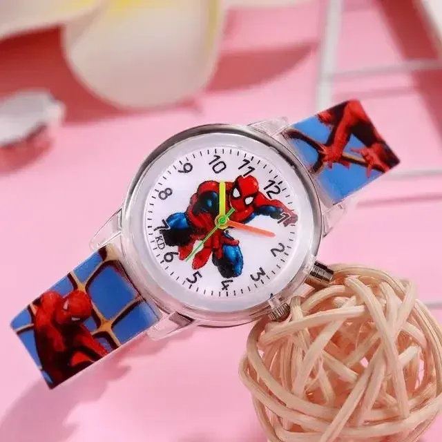 Children's analog watch with LED candlelight on the Spider-man theme display