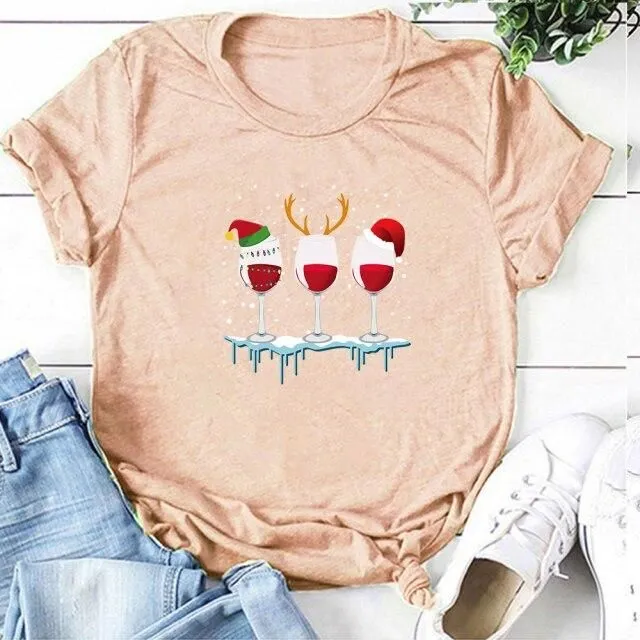 Tricou de Crăciun cu design de vin