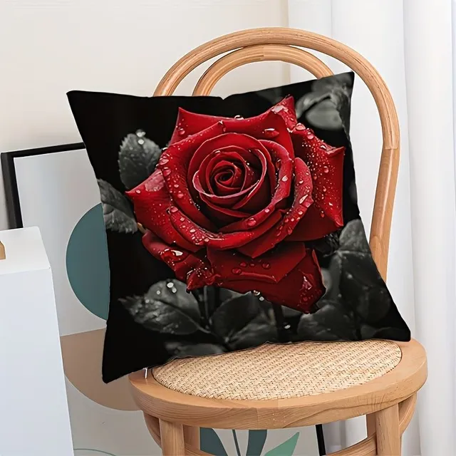 Luxury 4 pillowcase set with motifs of red roses