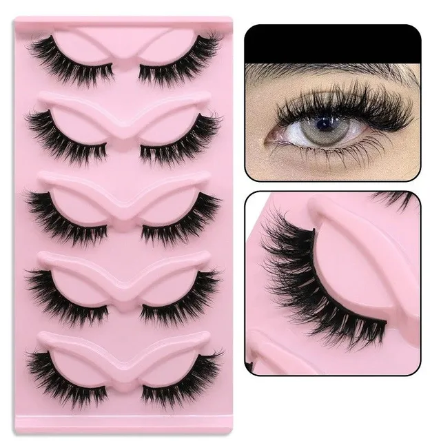 Set of 5 pairs of artificial algae Artificial long eyelashes with full strip Set for extension of algae Natural adhesive eyelashes