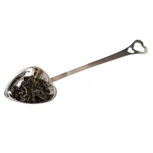 Practical stainless steel heart-shaped tea sieve - spoon style, suitable as a gift