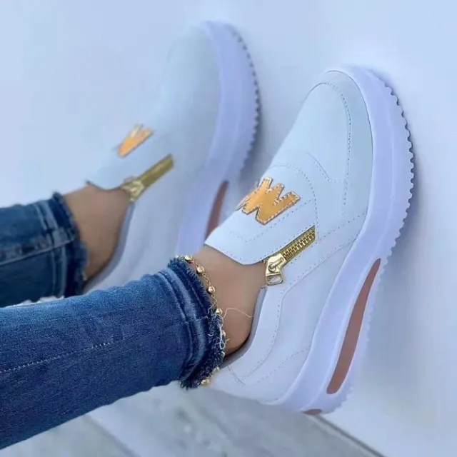 Elegant women's sneakers with zipper